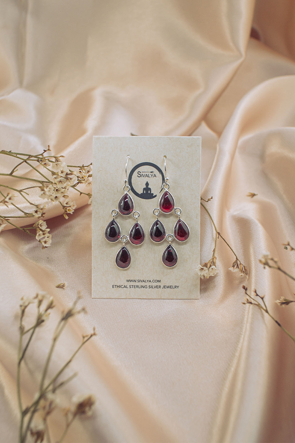 Sivalya Garnet Dangle Earrings - Dew Drops