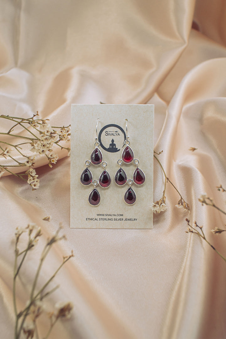 Sivalya Garnet Dangle Earrings - Dew Drops