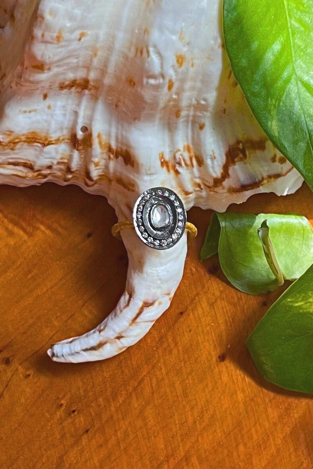 Radiant Glow Oval Ring with Diamonds in Two Tone Gold | Sivalya