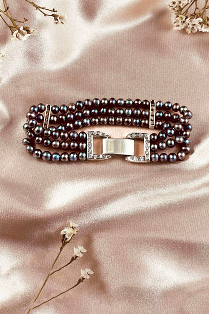 Sivalya Grace Layered Pearls Bracelet Sterling Silver - Dove