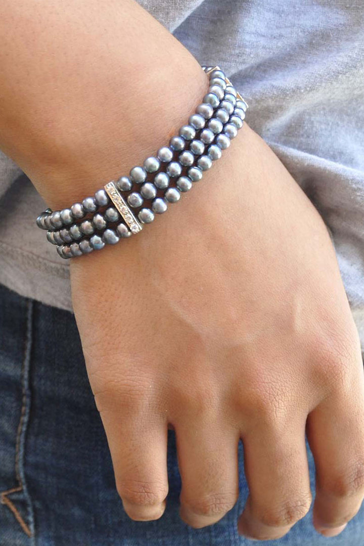 Sivalya Grace Layered Pearls Bracelet Sterling Silver - Dove