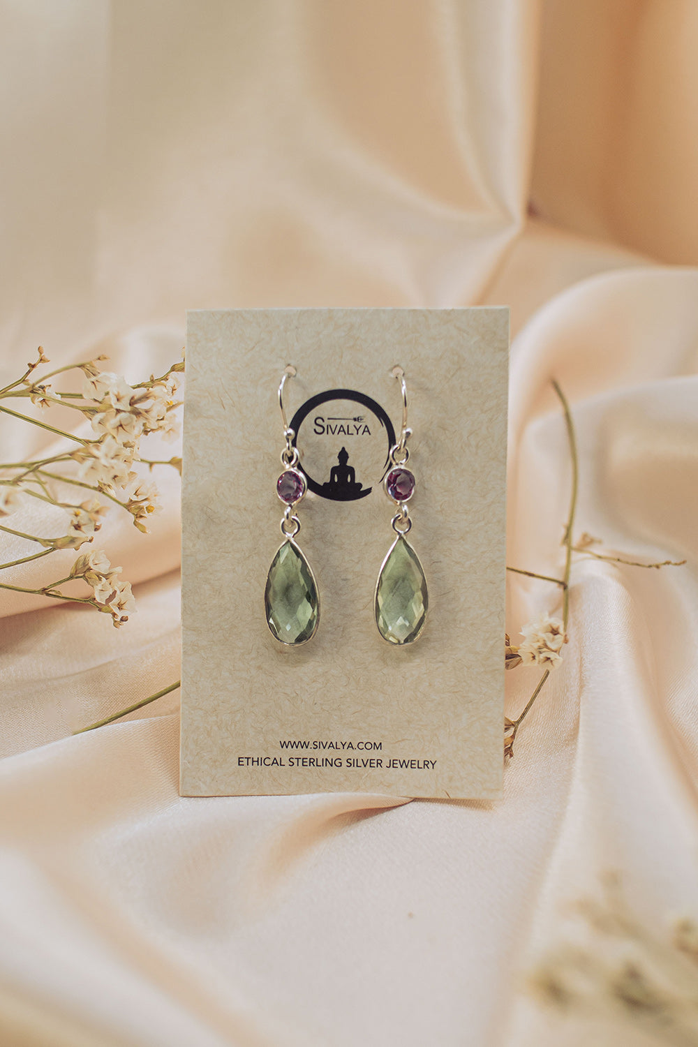Sivalya Green Amethyst Dangle Earrings - Twilight