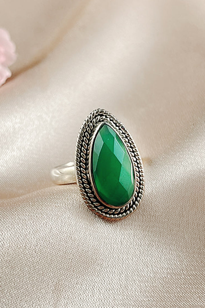 Sivalya Green Onyx Teardrop Ring - Splendor