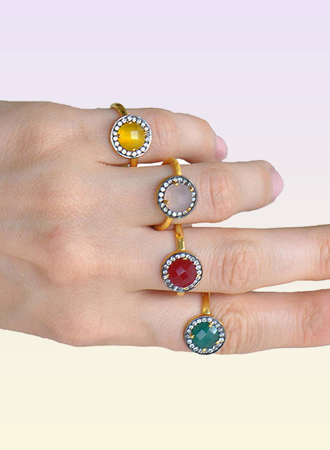 Sivalya Green Onyx Gold Vermeil Ring - Halo