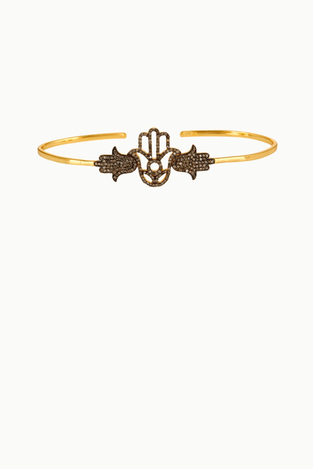 Hamsa Symbol Natural Diamonds Palm Bracelet Gold | Sivalya