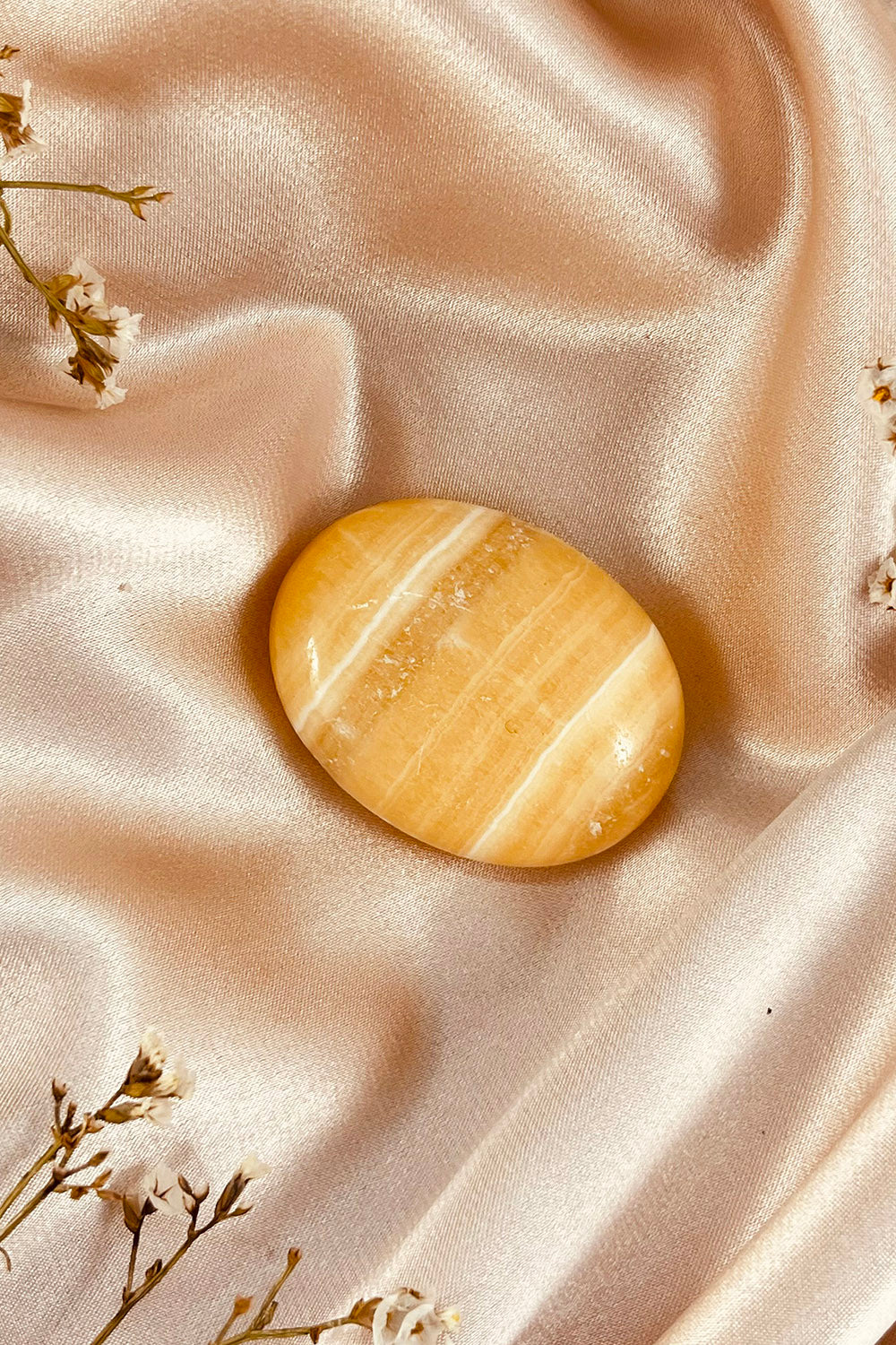Yellow Aragonite Palm Stone
