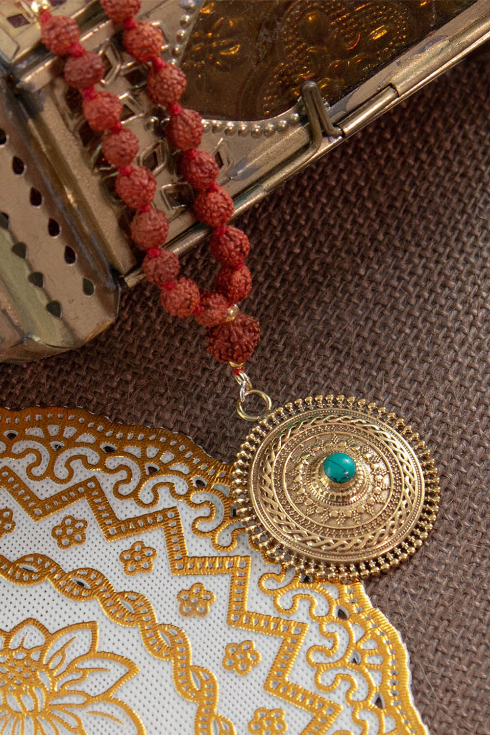 Sivalya Samsara Mandala Rudraksha and Carnelian 108 Beads Mala