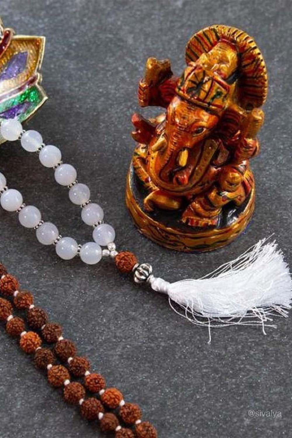 Sivalya Journey 108 Rudraksha and Moonstone Mala