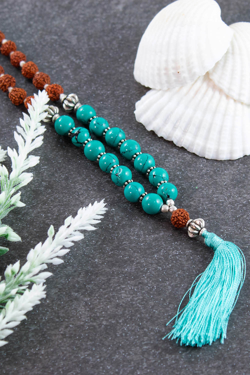 Sivalya Journey Rudraksha and Turquoise 108 Beads Mala