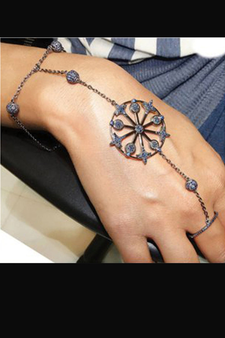 Karma Chakra Hand Chain Bracelet with Polki Diamonds | Sivalya