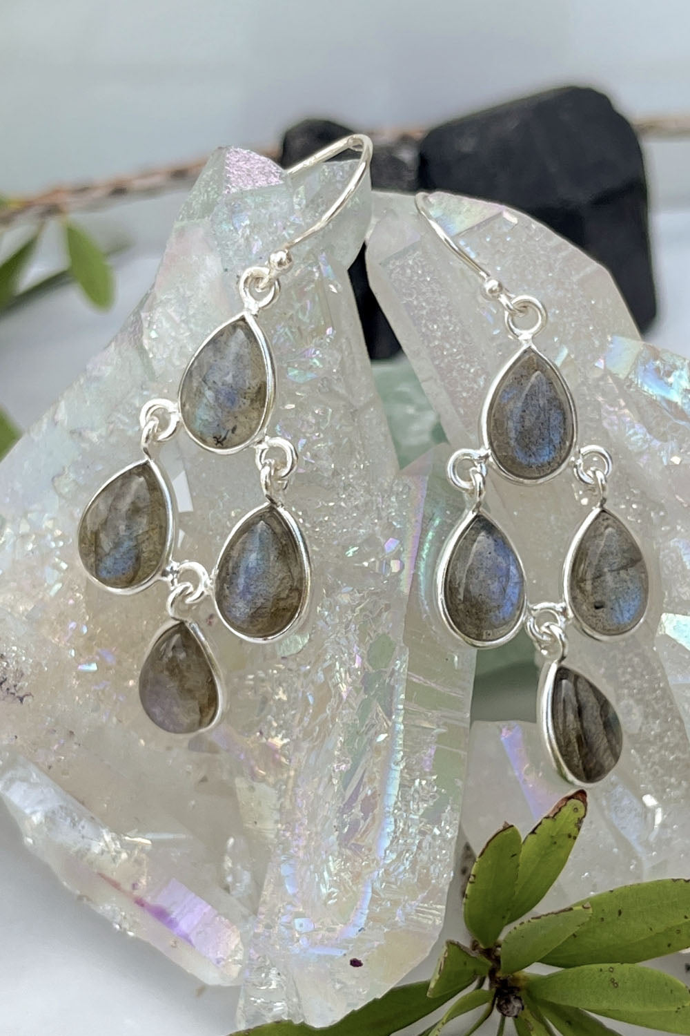 Sivalya Labradorite Dangle Earrings - Dew Drops