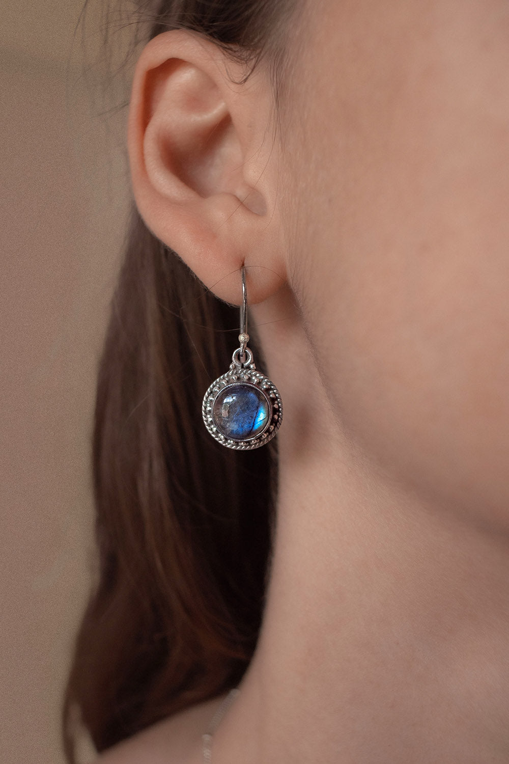 Sivalya Labradorite Silver Necklace and Earrings Jewelry Set - Aurora