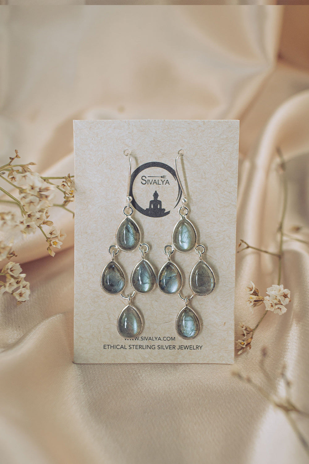 Sivalya Labradorite Dangle Earrings - Dew Drops