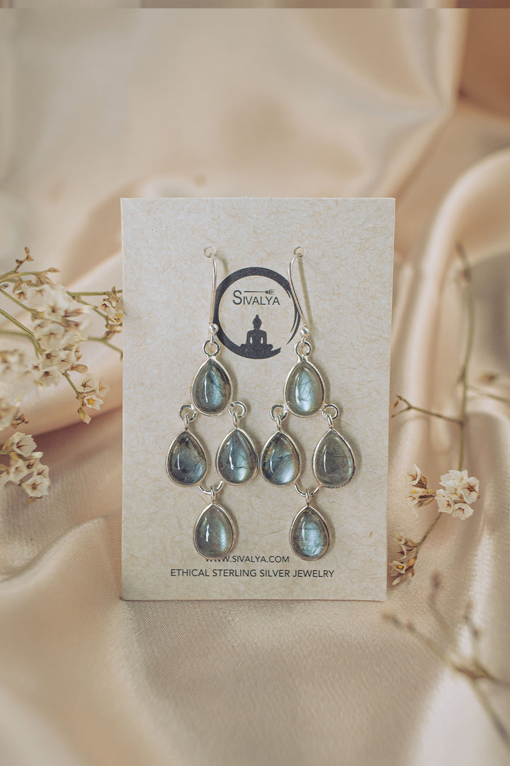 Sivalya Labradorite Dangle Earrings - Dew Drops