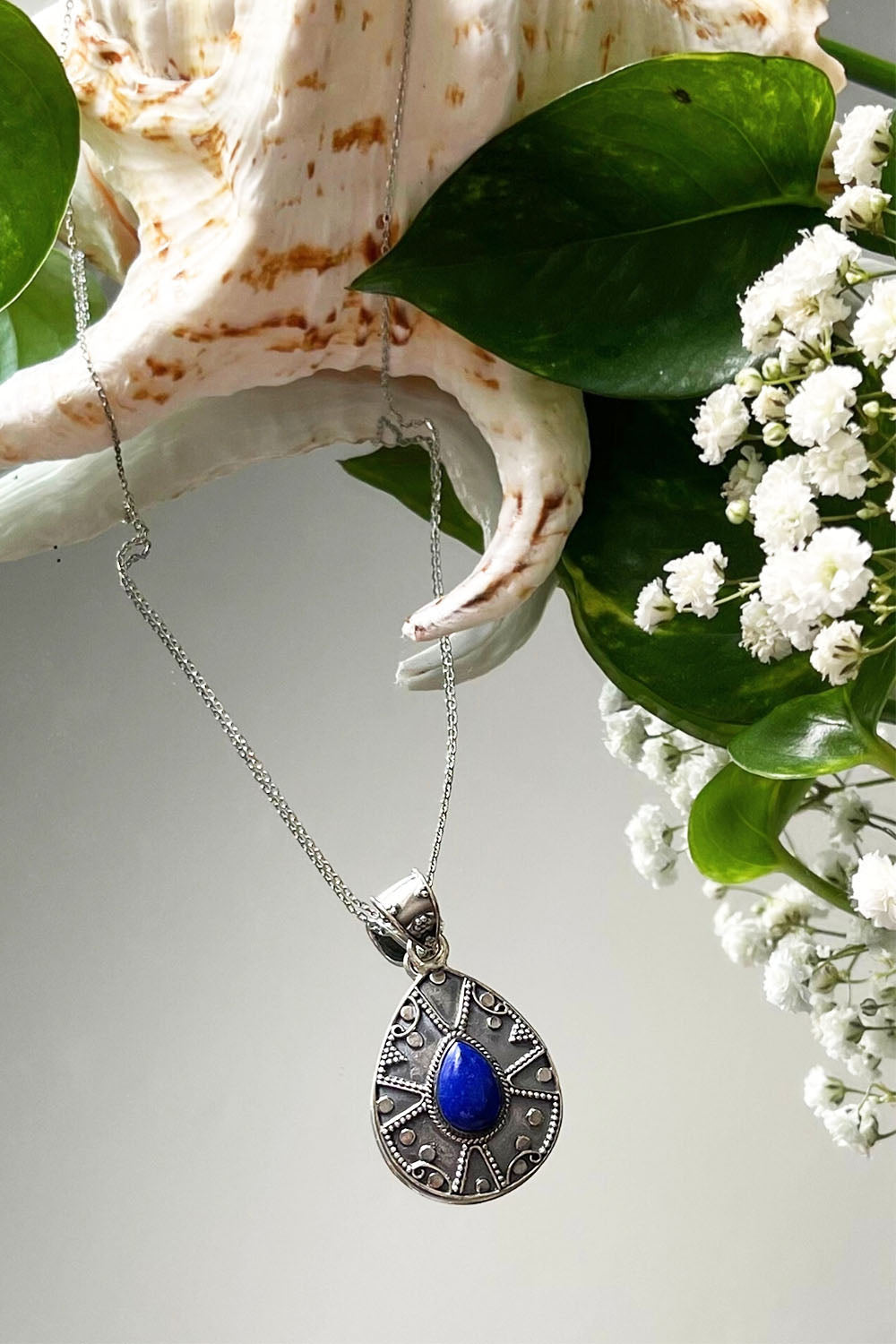Sivalya Lapis Lazuli Silver Necklace - Desert Muse