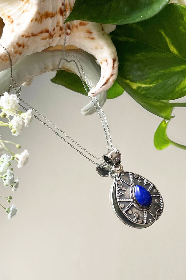 Sivalya Lapis Lazuli Silver Necklace - Desert Muse