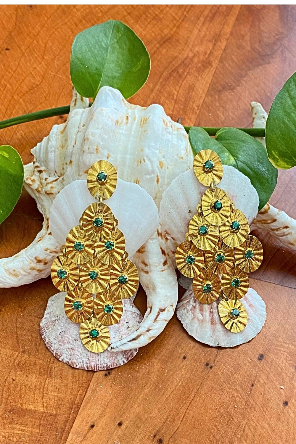 Sparkling Green Tsavorite Gold Drops Chandelier Earrings | Sivalya