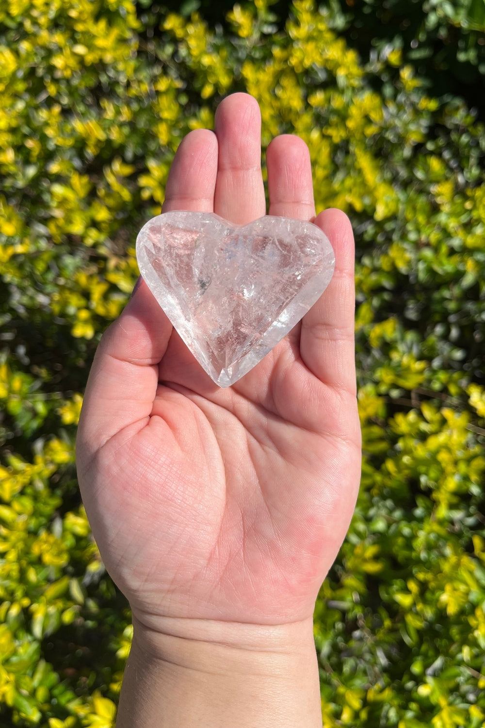 Clear Quartz Heart Crystal Rainbow Inclusions