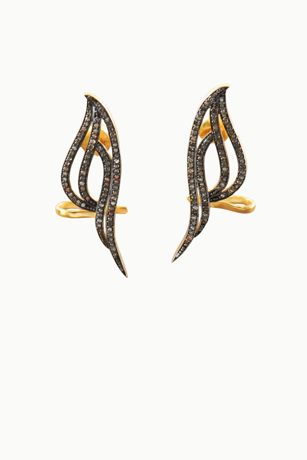 Modern Elegance Pave Diamonds Earrings Gold | Sivalya