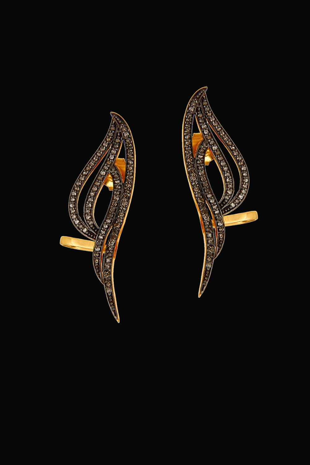 Modern Elegance Pave Diamonds Earrings Gold | Sivalya