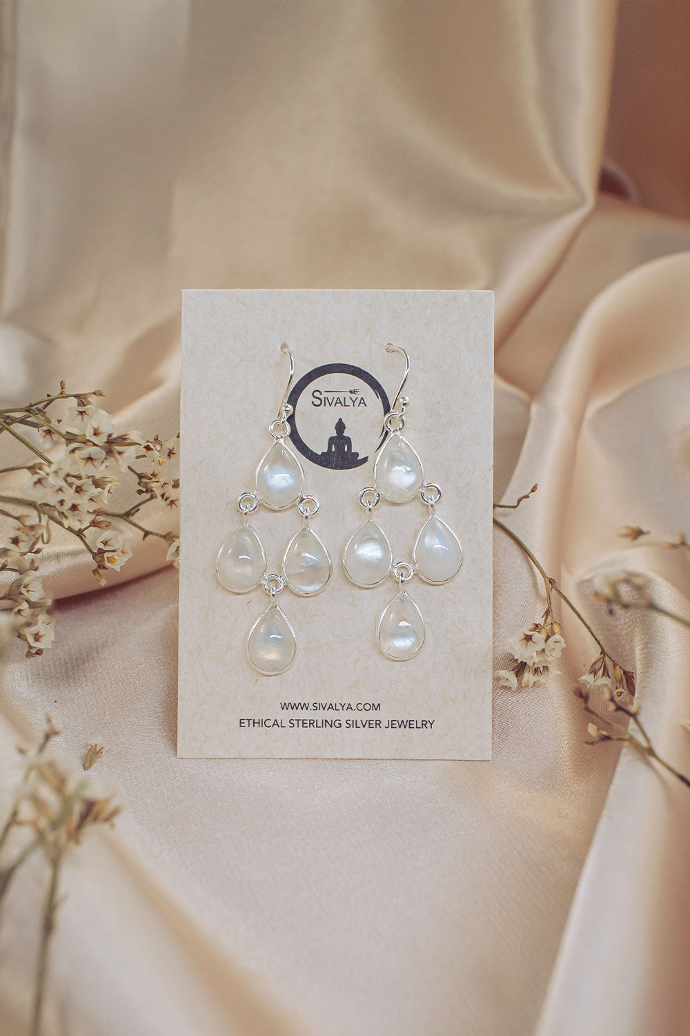 Sivalya Moonstone Dangle Earrings - Dew Drops