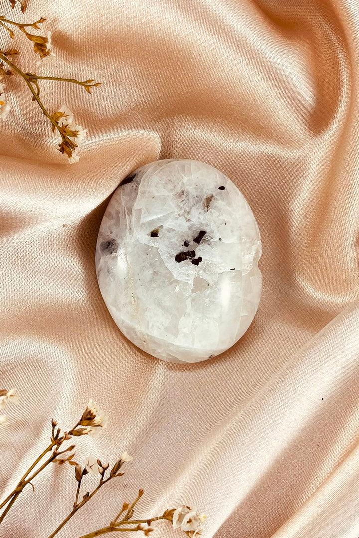 Moonstone Tourmaline Palm Stone