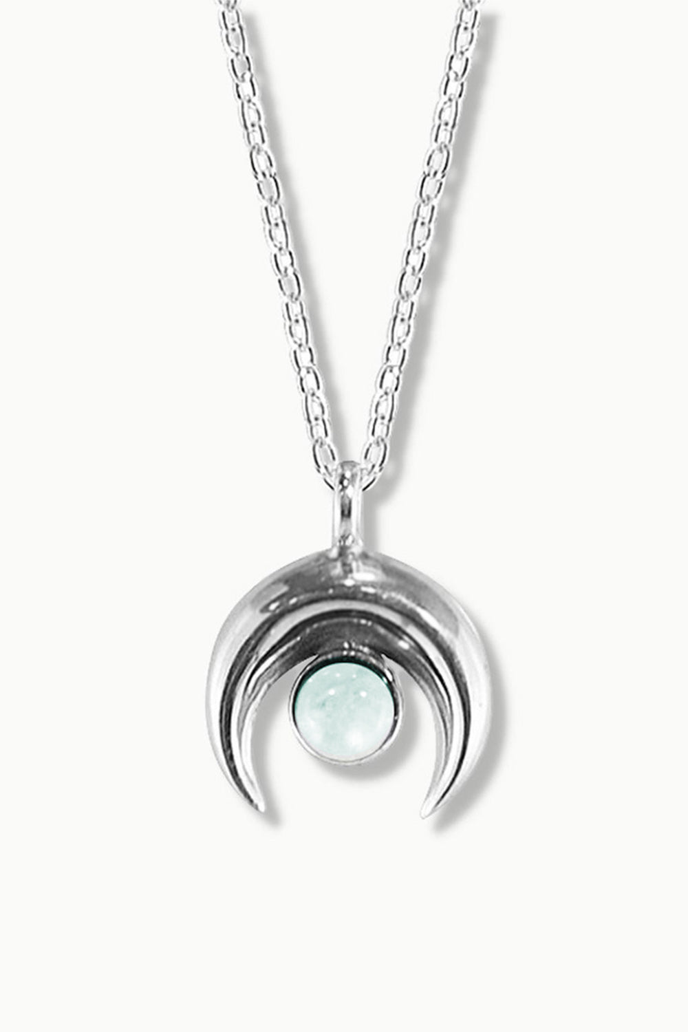 Sivalya Moonstone Silver Necklace - Crescent Moon
