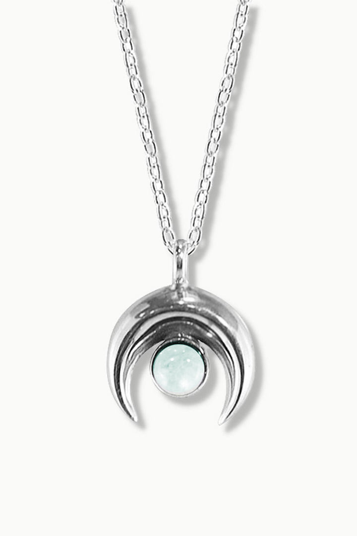 Sivalya Moonstone Silver Necklace - Crescent Moon