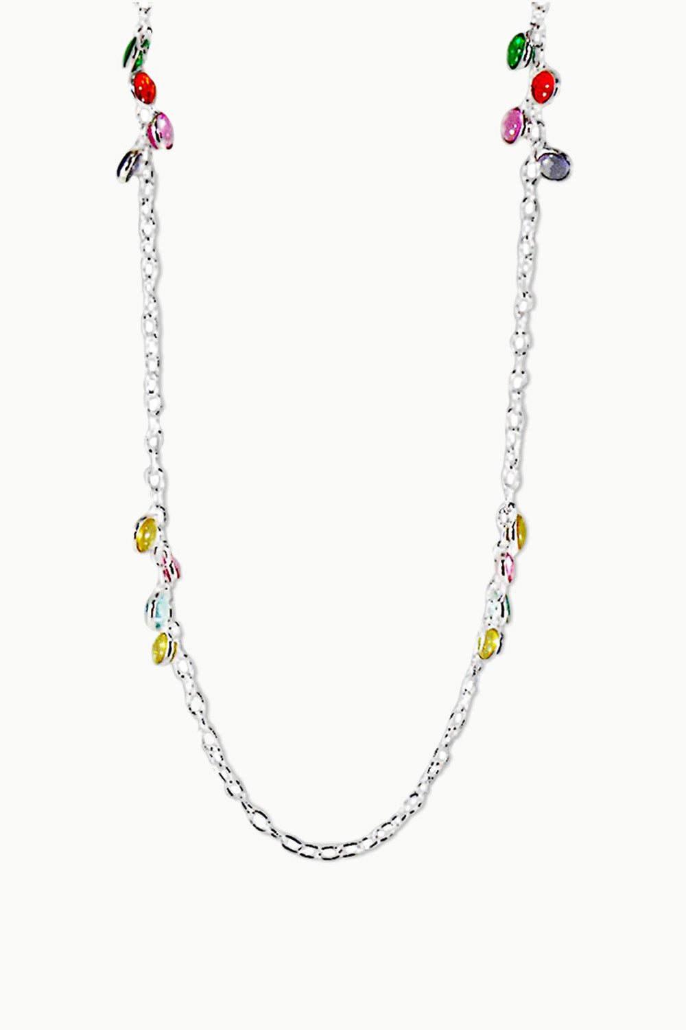 Sivalya Long Layering Silver Chain Necklace - Raindrops