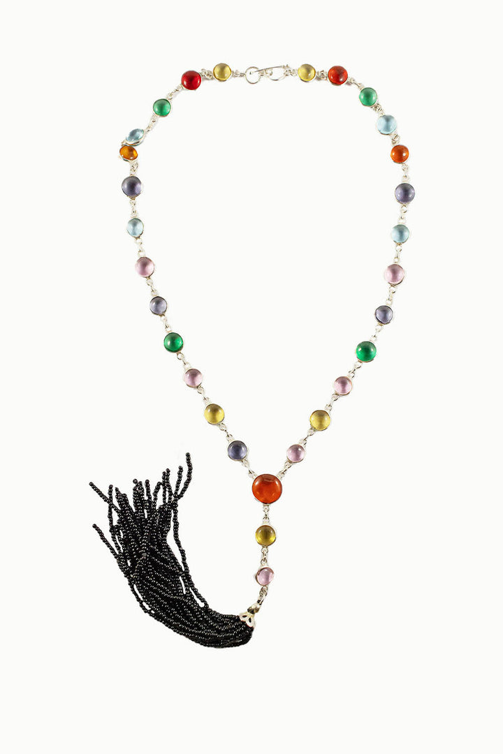 Sivalya Y-drop Multi Quartz Lariat Tassel Necklace