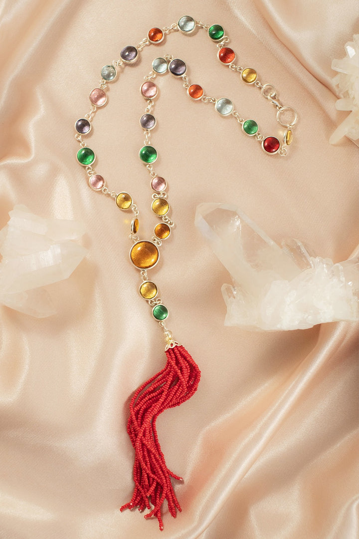 Sivalya Y-drop Multi Quartz Lariat Tassel Necklace