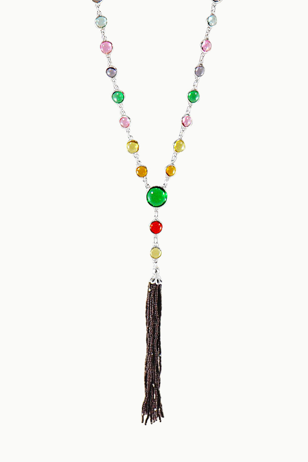 Sivalya Y-drop Multi Quartz Lariat Tassel Necklace
