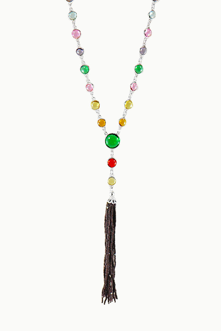 Sivalya Y-drop Multi Quartz Lariat Tassel Necklace