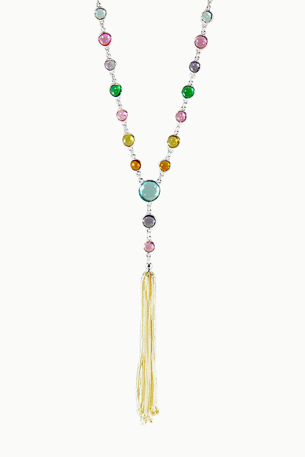 Sivalya Y-drop Multi Quartz Lariat Tassel Necklace