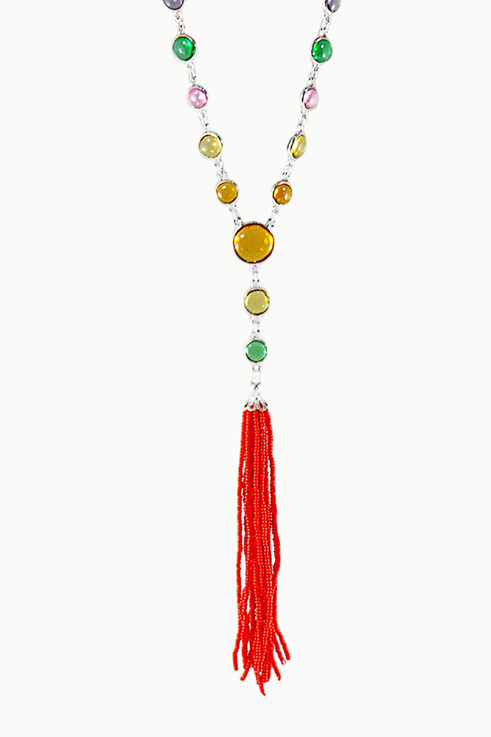 Sivalya Y-drop Multi Quartz Lariat Tassel Necklace