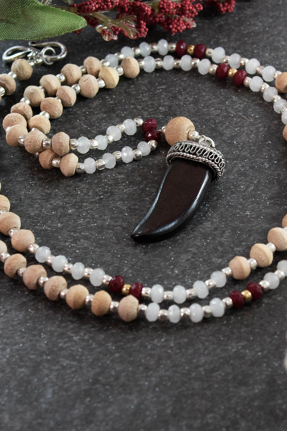 Sivalya Ojas Shark Tooth Amulet and Tusli 108 Beads Mala