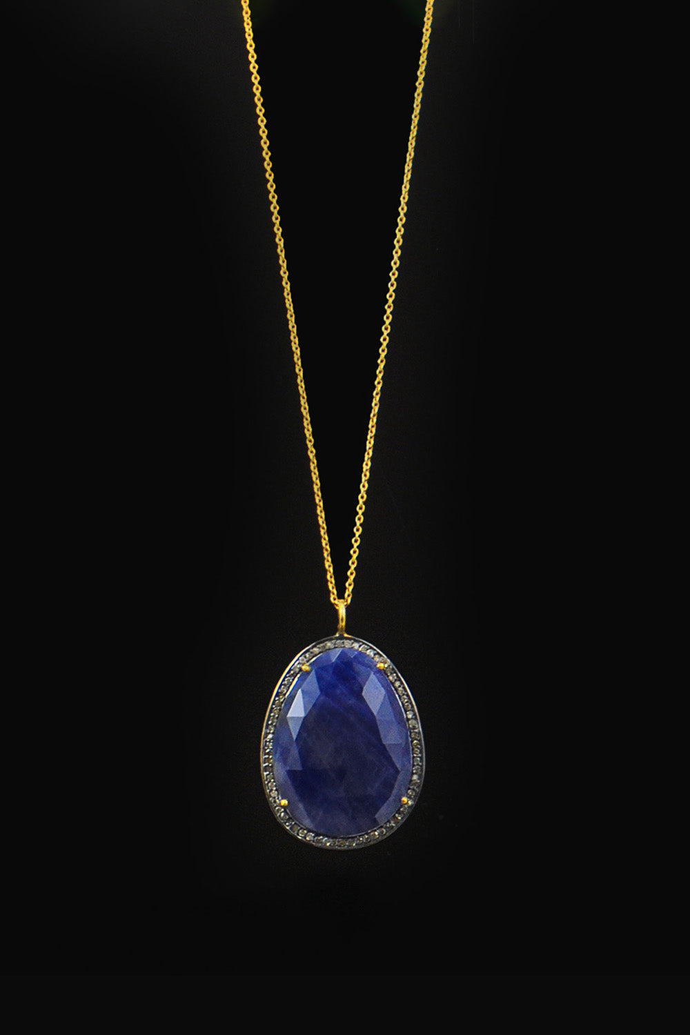 Natural Sapphire and Diamond Pendant Necklace Gold | Sivalya