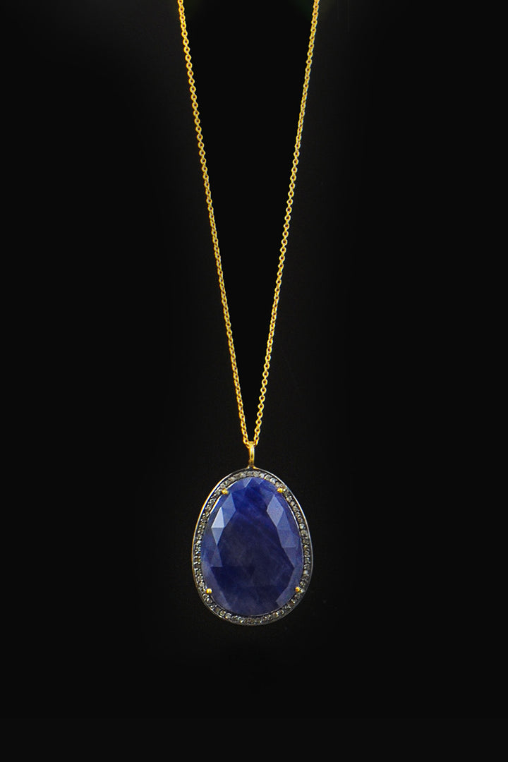 Natural Sapphire and Diamond Pendant Necklace Gold | Sivalya