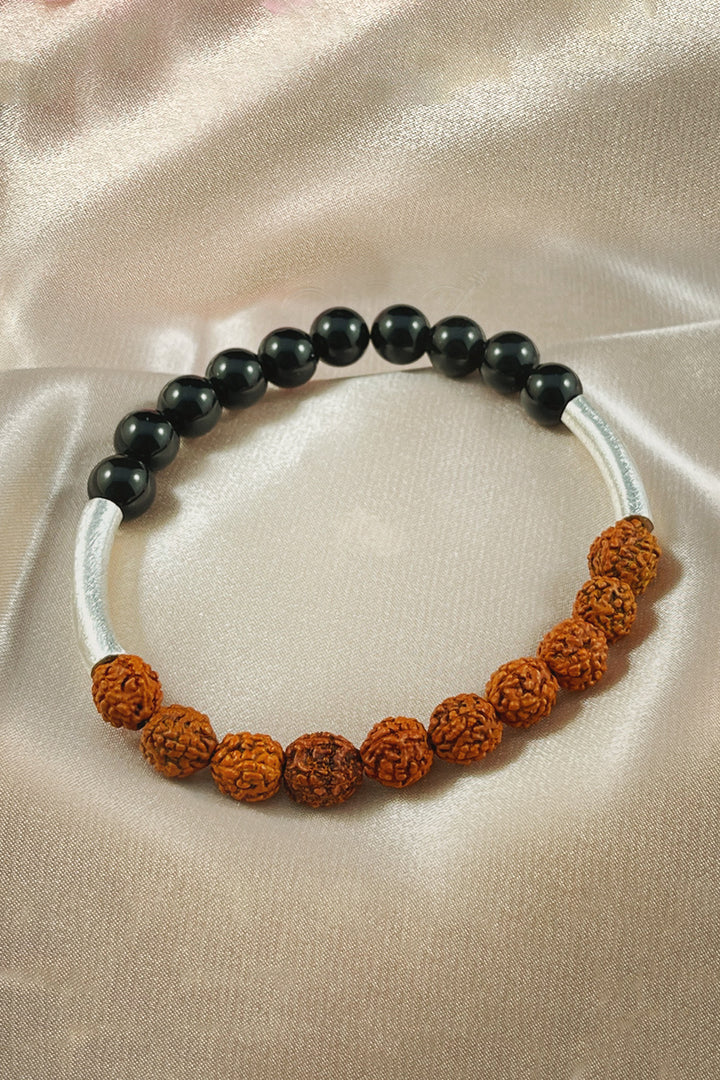 Sivalya Path to Success Wrist Mala Rudraksha and Black Onyx