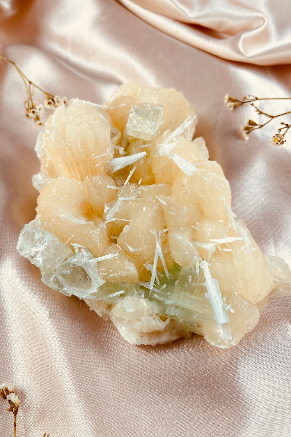 Peach Stilbite Apophyllite Crystal Cluster #1