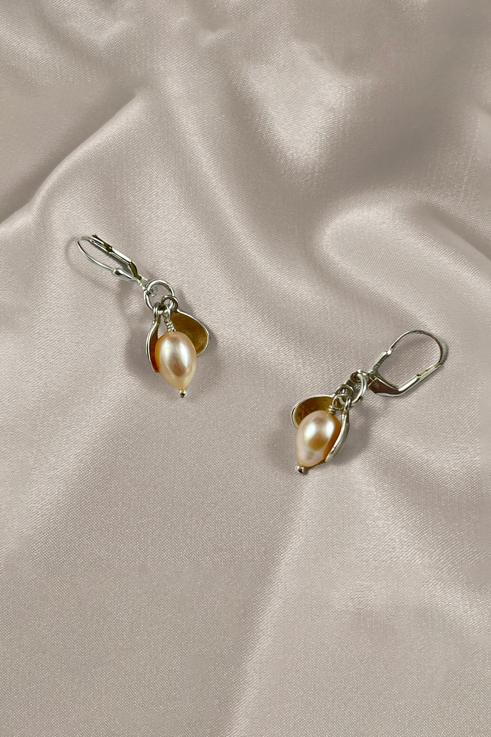 Sivalya Petite Blossom Bell Earrings Sterling Silver - Peach