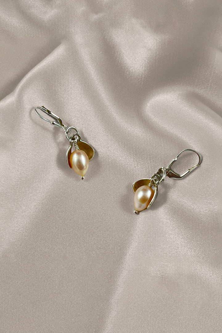 Sivalya Petite Blossom Bell Earrings Sterling Silver - Peach