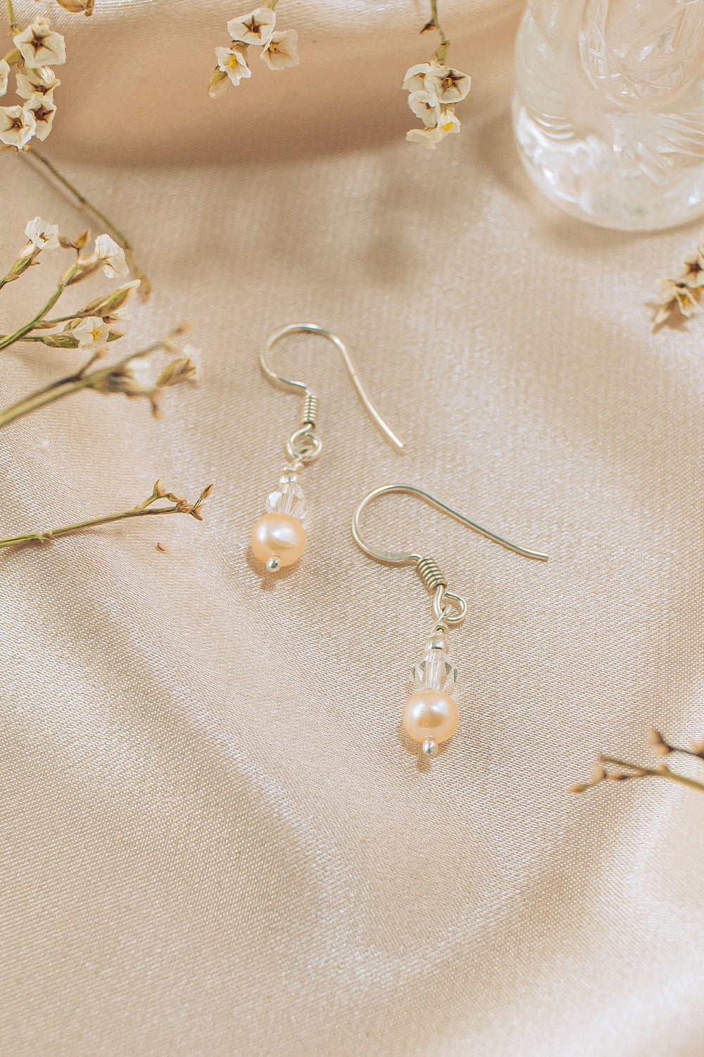 Sivalya Pearl and Crystal Drop Earrings in Sterling Silver