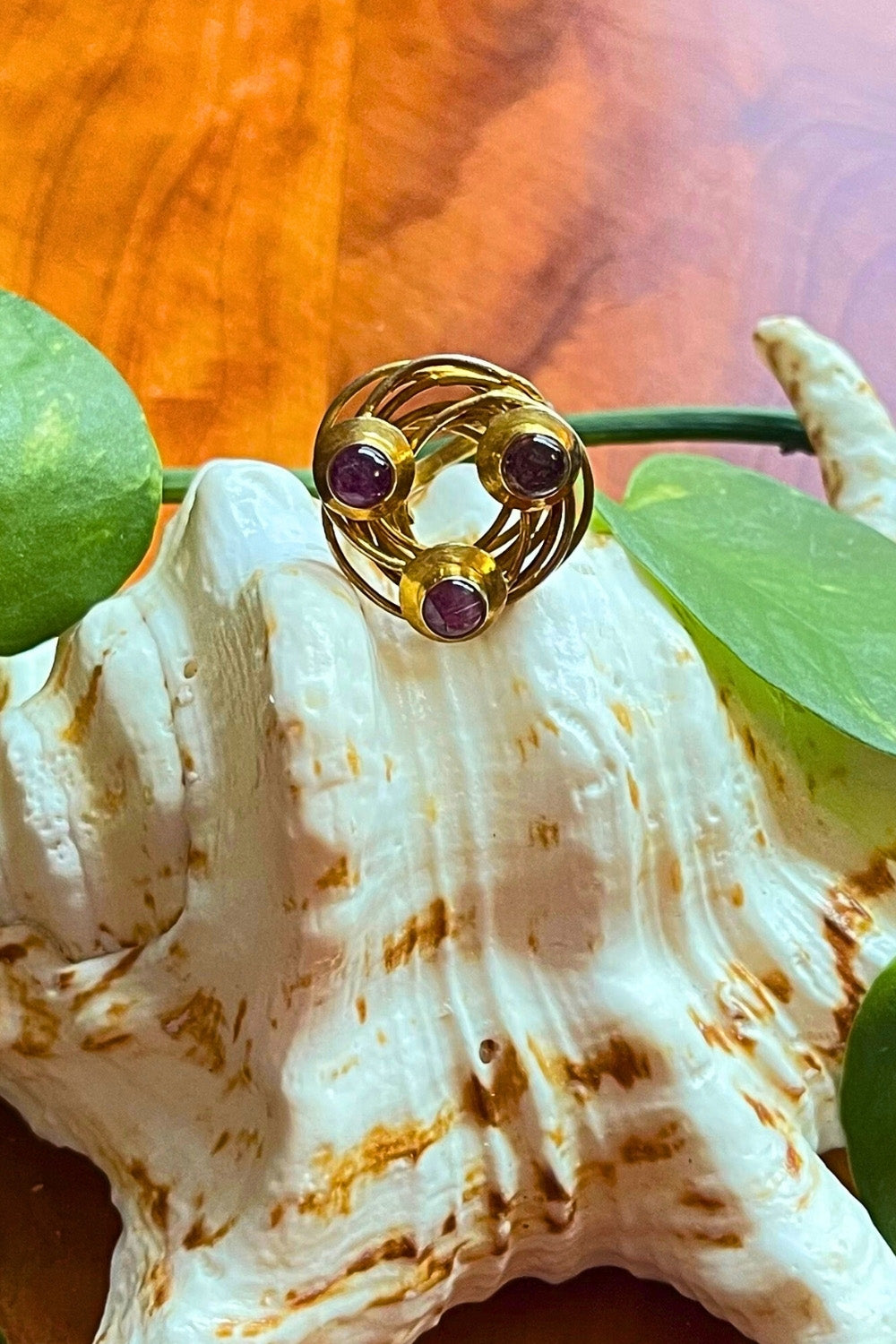 Golden Swirl Pink Tourmaline Ring Size 7 in  Gold Vermeil | Sivalya