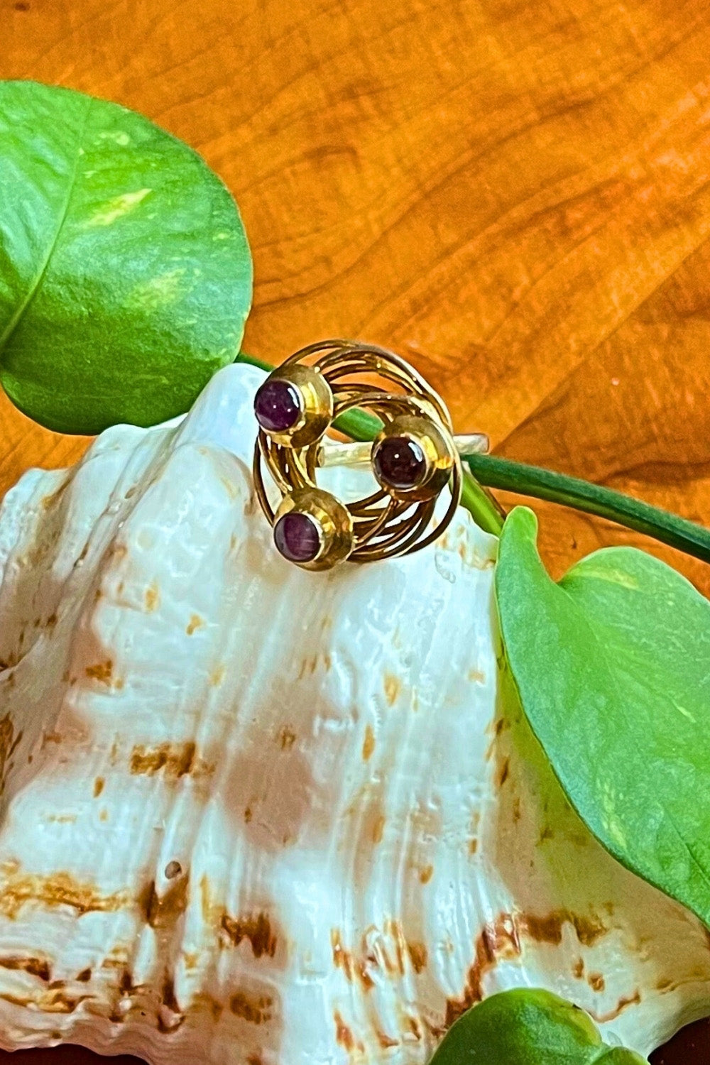 Golden Swirl Pink Tourmaline Ring Size 7 in  Gold Vermeil | Sivalya