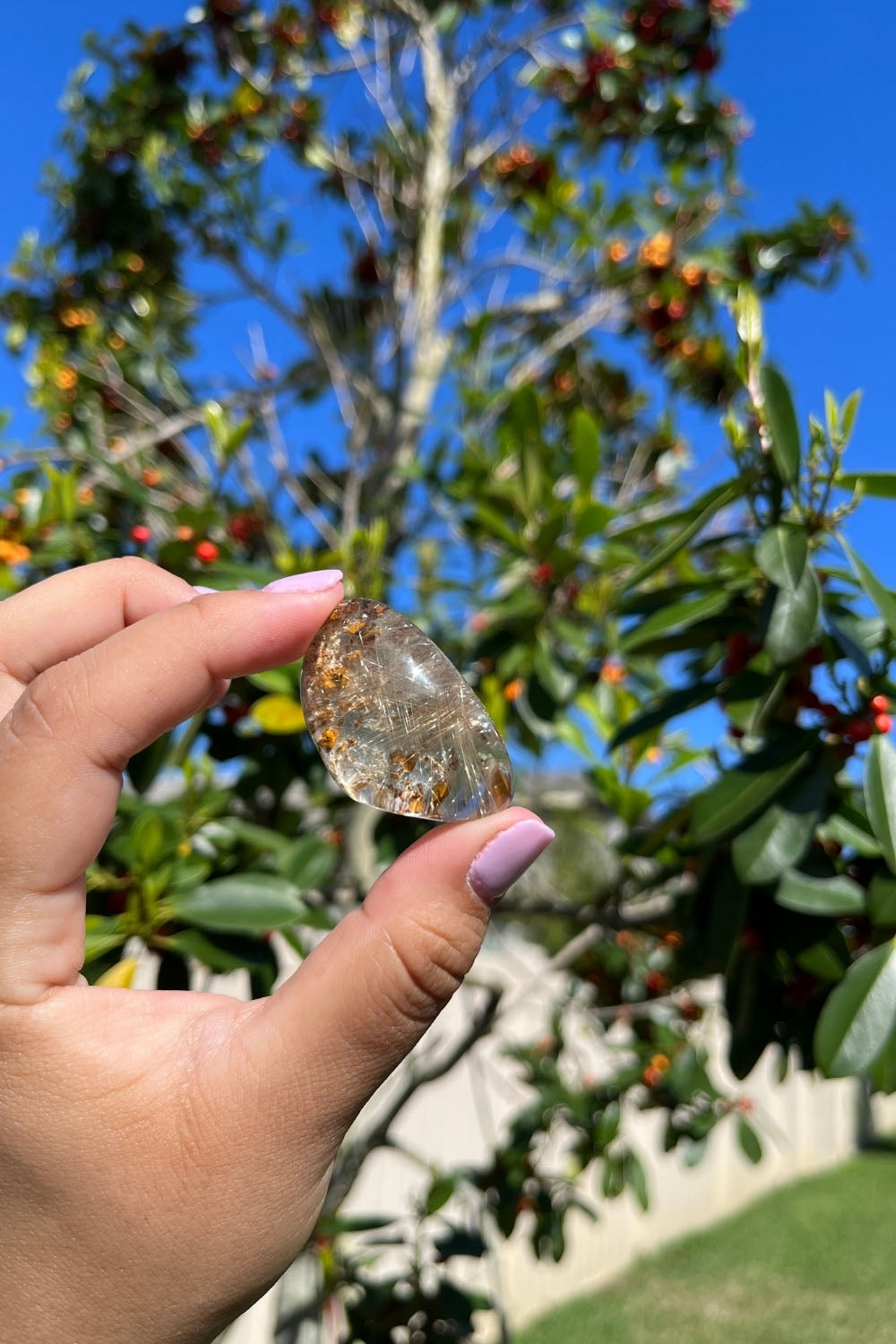 Lodolite Quartz Freeform with Rutile Inclusions