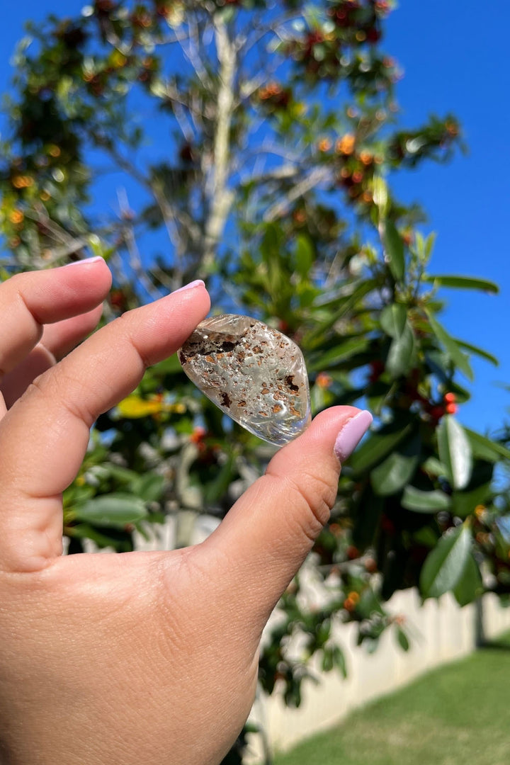 Lodolite Quartz Freeform with Rutile Inclusions