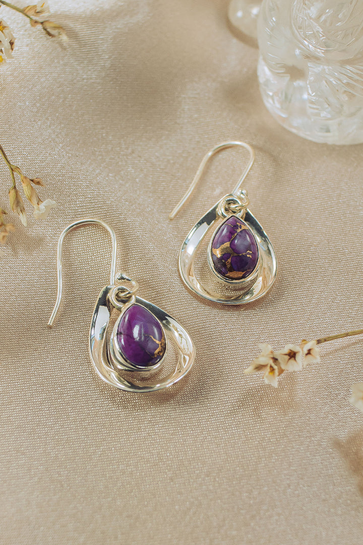 Sivalya Purple Turquoise Earrings Silver - Aura Drops
