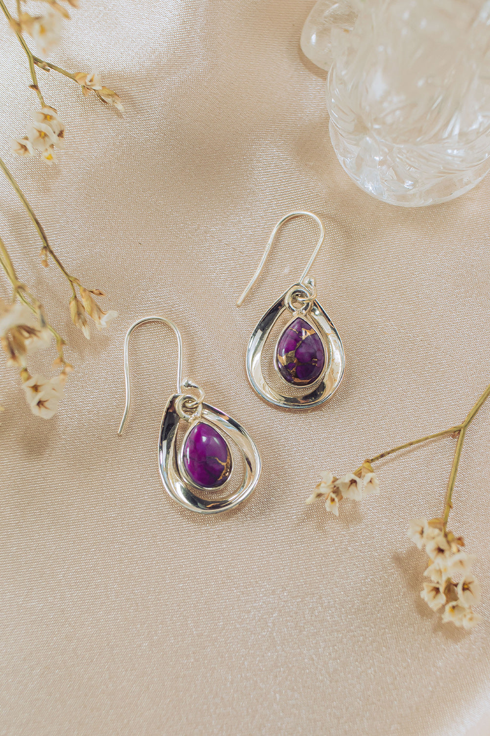 Sivalya Purple Turquoise Earrings Silver - Aura Drops