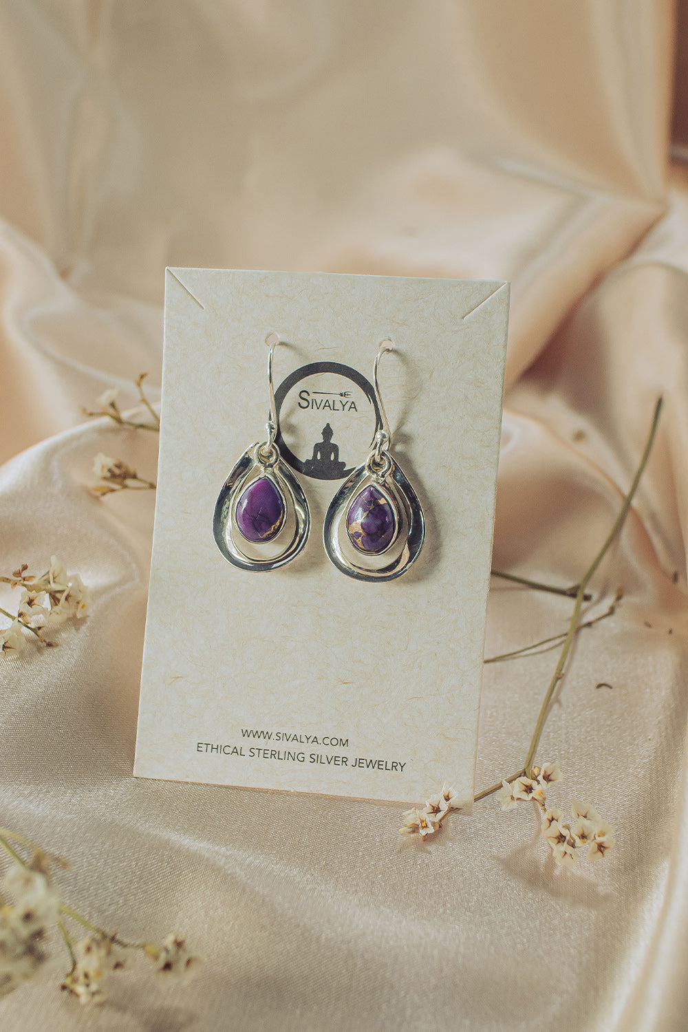 Sivalya Purple Turquoise Earrings Silver - Aura Drops